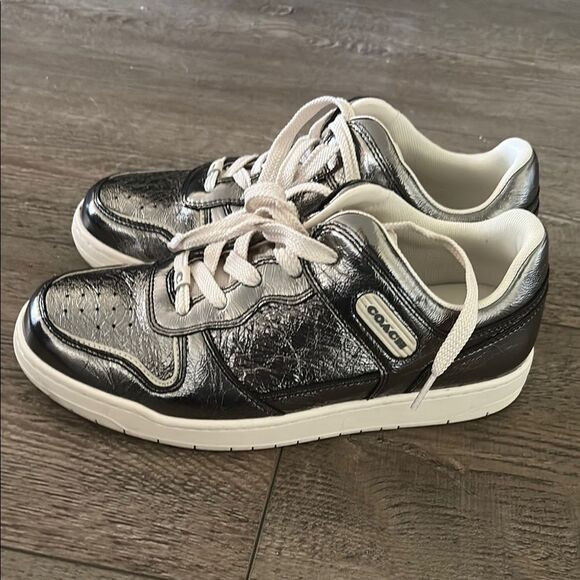 Coach Sneakers Coach New York Remonna Signature... | Depop Coach Metallic Black and White Women\'s Sneakers
